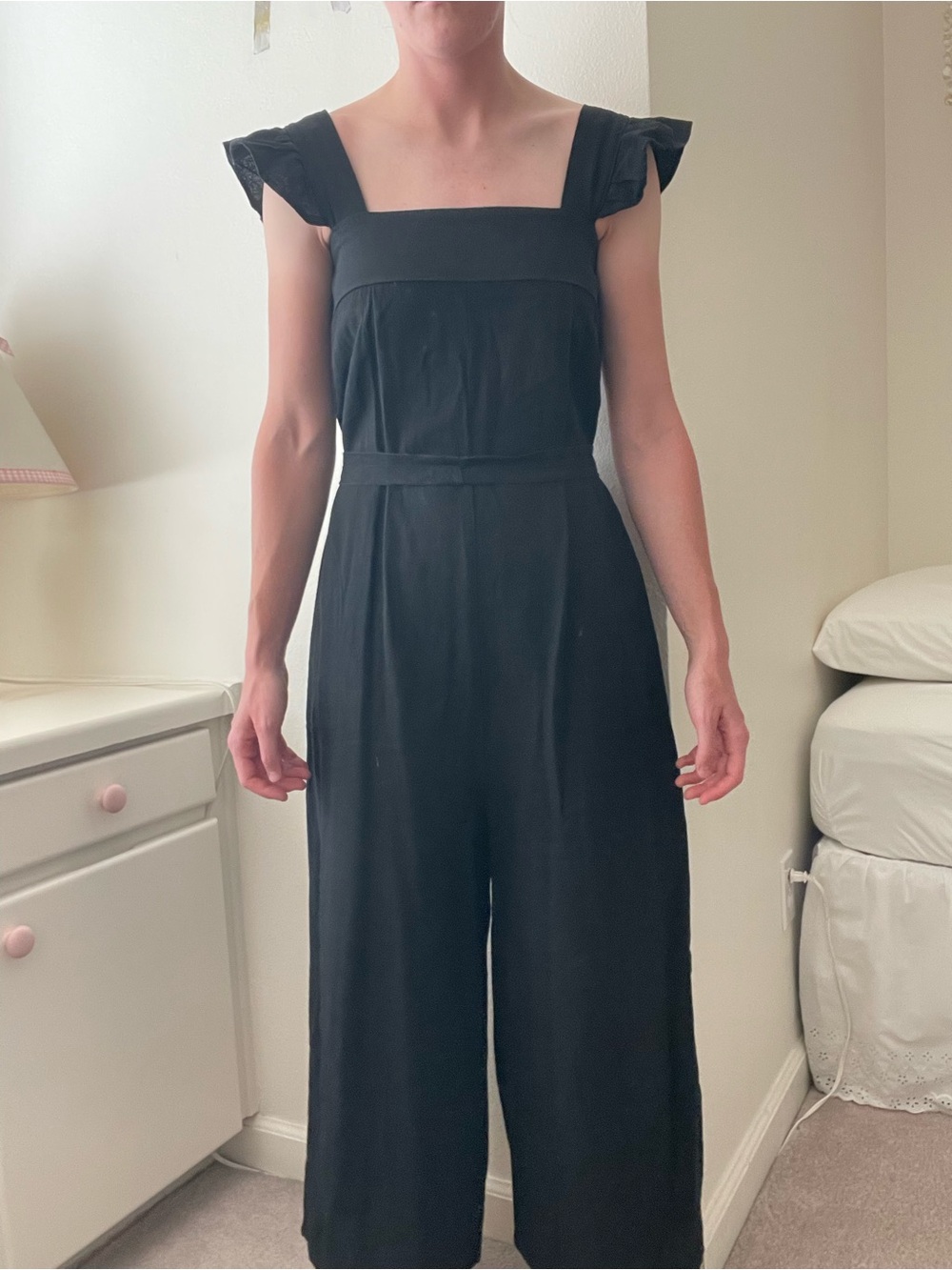 Black Square-Neck Wide-Leg Jumpsuit